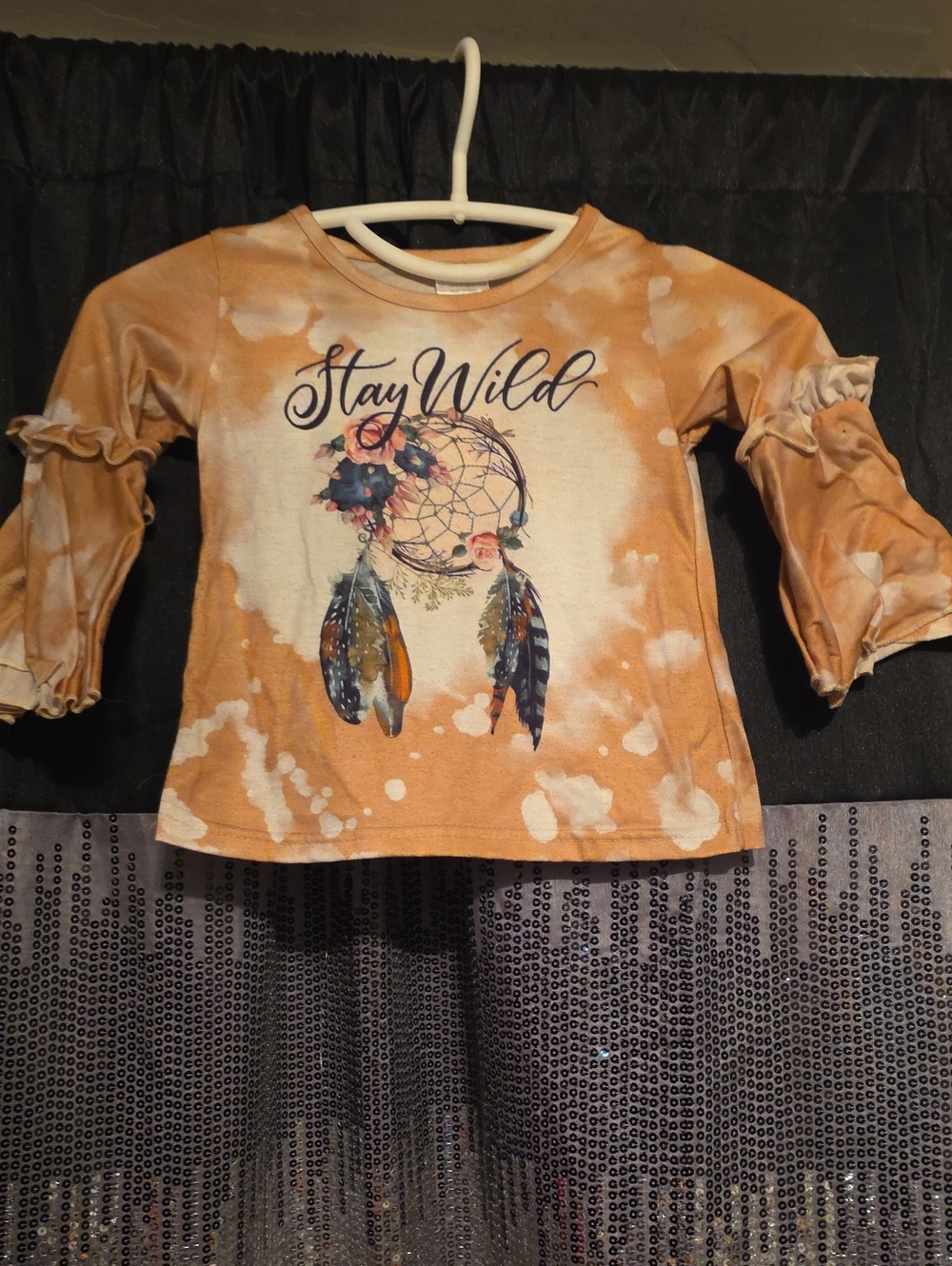 Stay Wild Tie-Dye Dreamcatcher Toddler Top - Orange